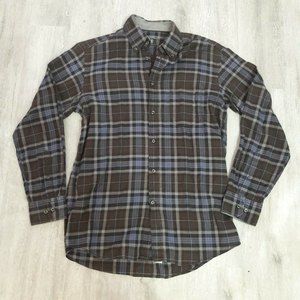 Bogner Flannel Shirt Brown Plaid Long Sleeve Cotton Shirt Men Size 39